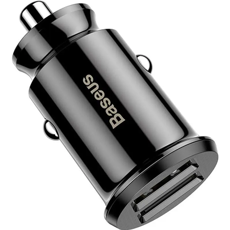 Автомобильное зарядное устройство Baseus Grain Metal 3.1A/2USB Black - фото 3