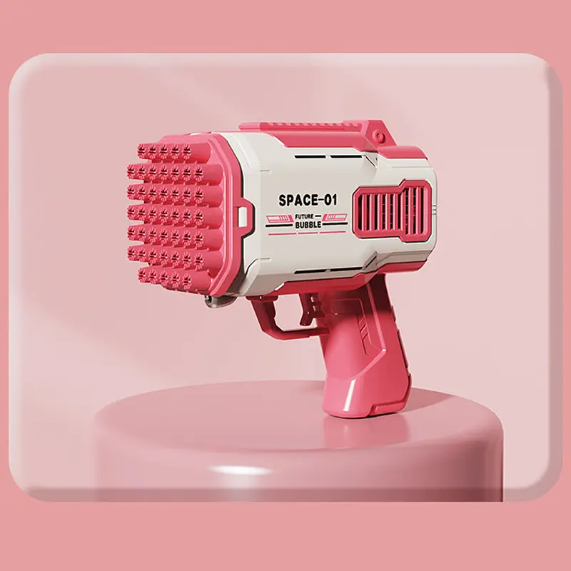 Пістолет для мильних бульбашок Bubble Gun 698-20 з насадками на 32/45 отворів 50ml Pink - фото 5