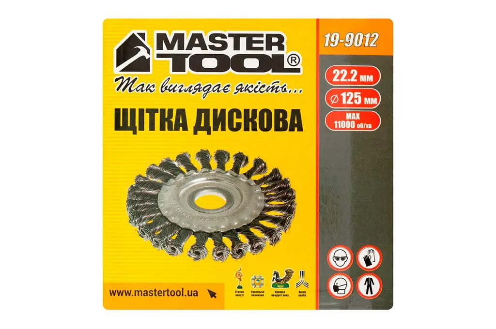 Корщинка MasterTool для болгарки УШМ проволочная щетка дисковая 125 мм 19-9012 - фото 3
