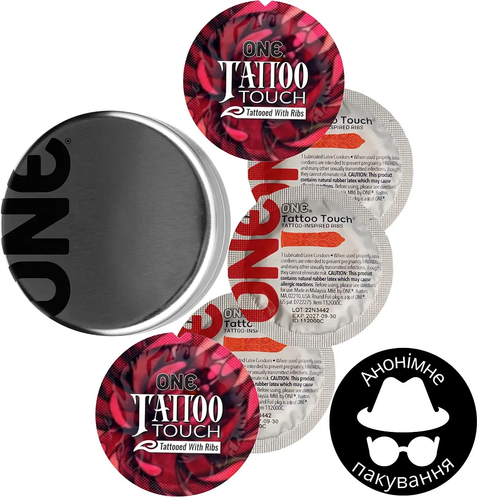 Презервативы One Tattoo Touch красные 5 шт. в кейсе (ROZ6501051997) - фото 2