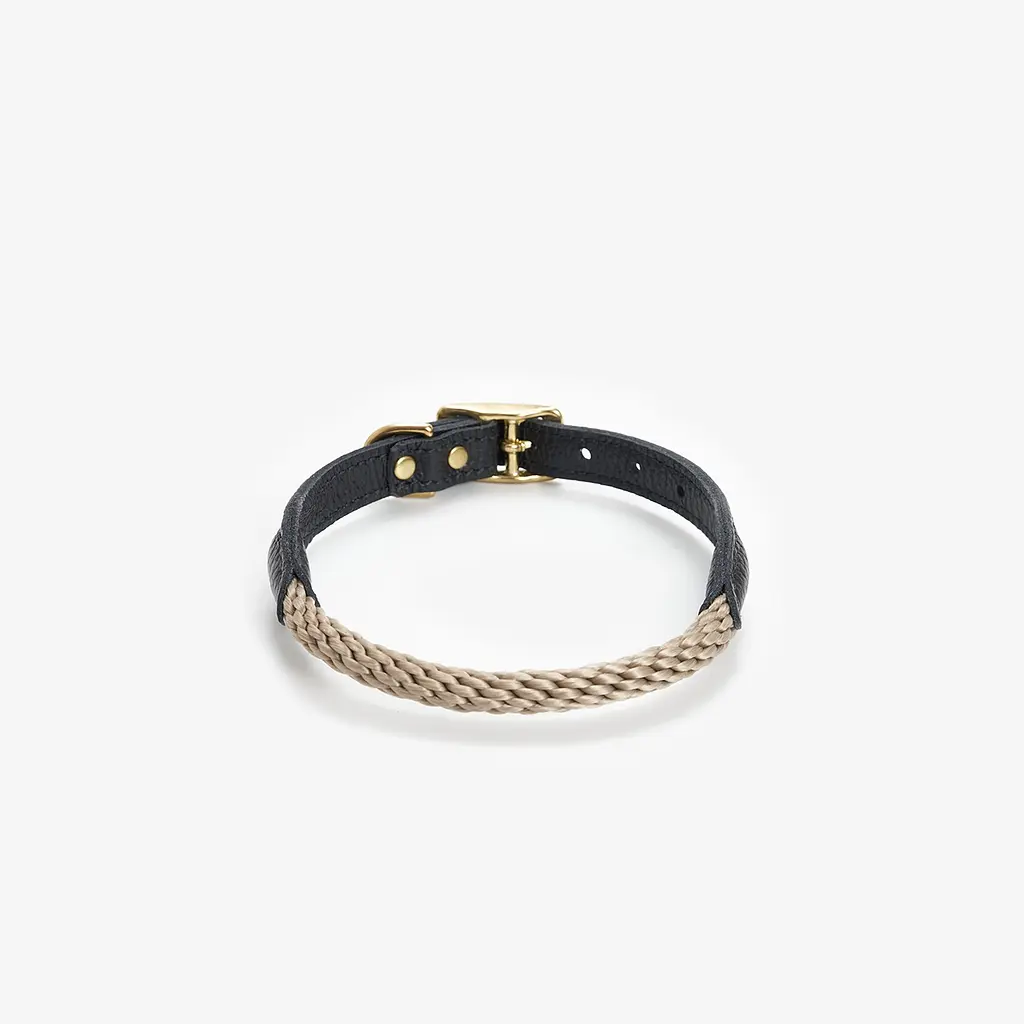 Шкіряний нашийник з канатиком для собак "Caviar Terra" M чорний (обхват шиї 34-40см) - фото 3