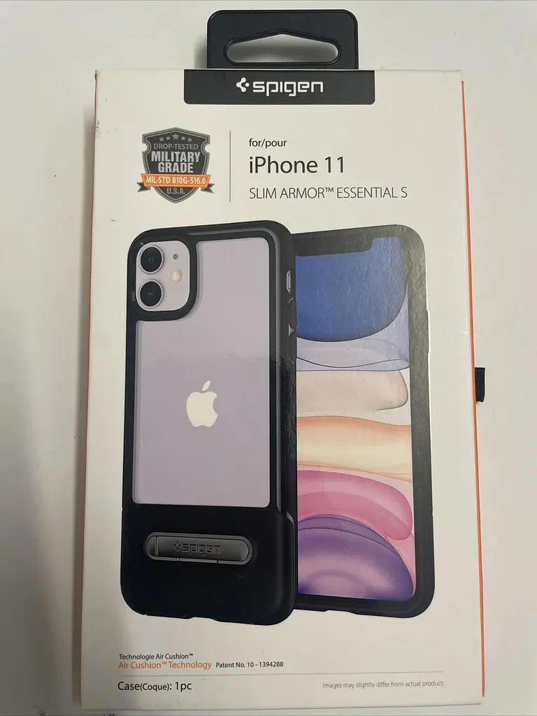 Чохол прозорий протиударний із підставкою Spigen Slim Armor Essential S Ultra Hybrid 076CS27085 для iPhone 11 (6.1") Black - фото 8