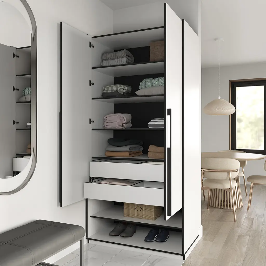 Шафа для одягу Flamecame з поличками на 2 двері у передпокій FR-03 Зелений Димчастий - фото 5