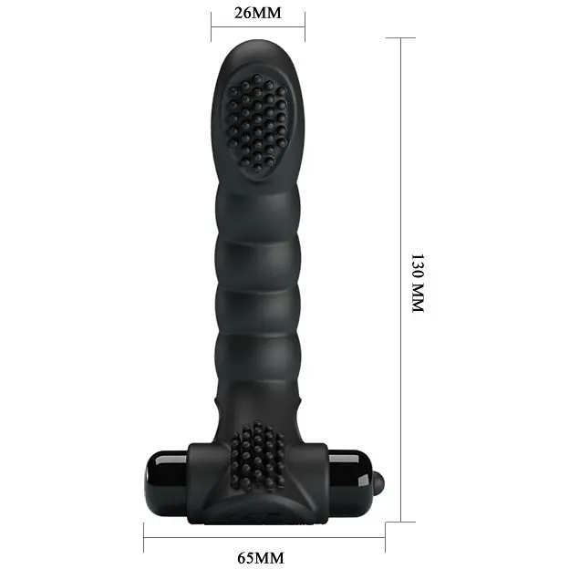 Вібронасадка на палець Pretty Love Alexander Finger Vibrator Black, 13х2.6 см (чорний) - фото 9