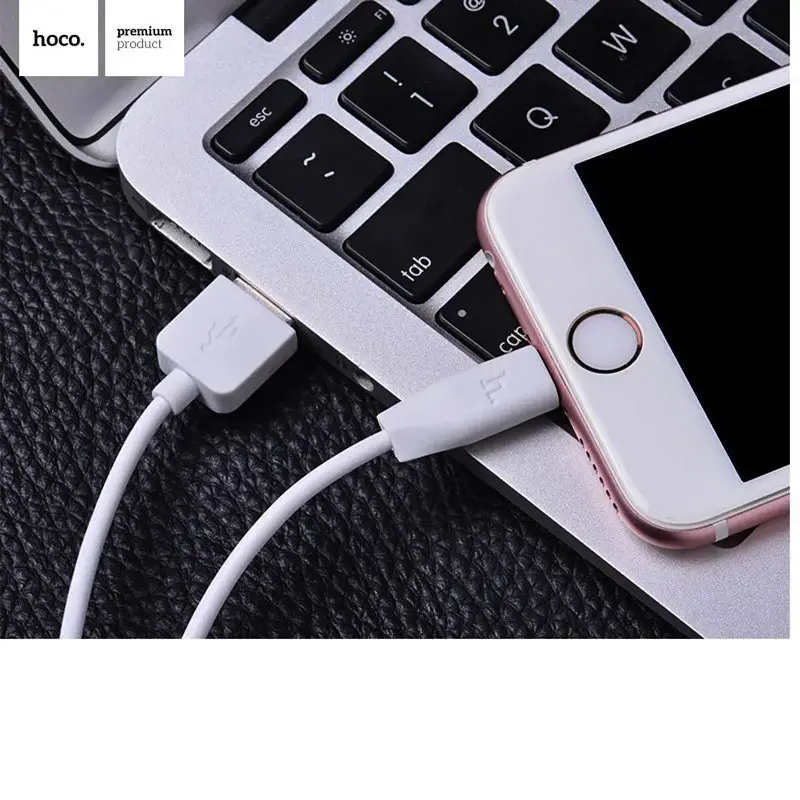 Кабель HOCO X1 USB to iP 2.4A, 2m, PVC, PVC connectors, білий - фото 2