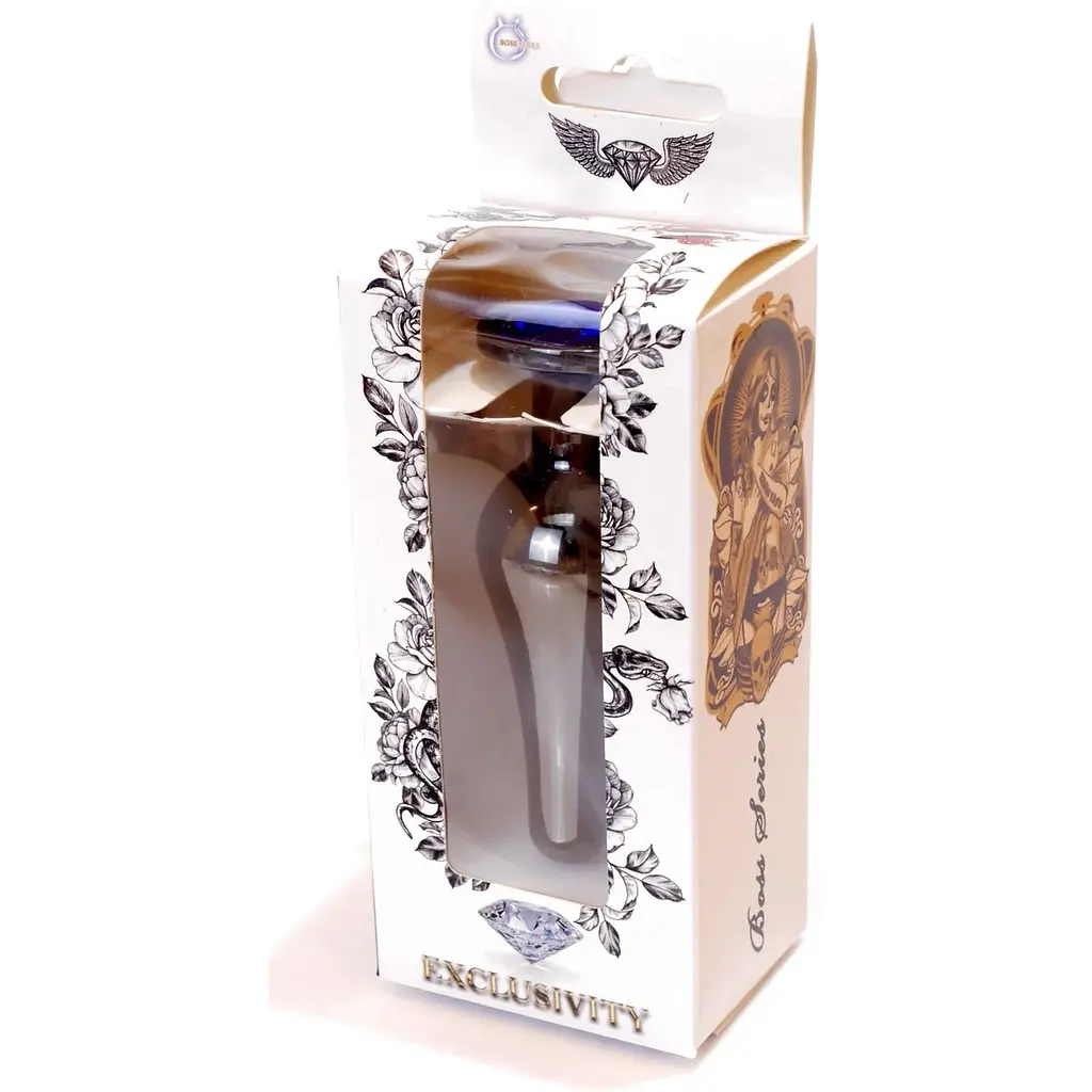 Анальна пробка Boss Of Toys Boss Series - Jewellery Dark Silver Butt Plug Blue, BS6400059, Срібний / Синий - фото 7