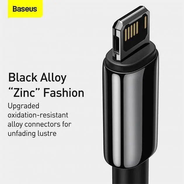 Кабель Baseus Tungsten Gold Fast Charging Cable USB to Lightning 2.4A 1m CALWJ-01 Black - фото 7