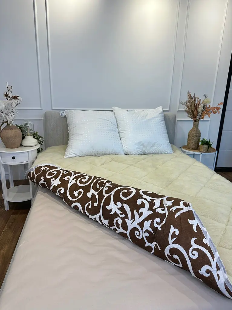 Ковдра двоспальна відкрита зимова з вовни Leri Max 21511 175х210 см коричнева - фото 6