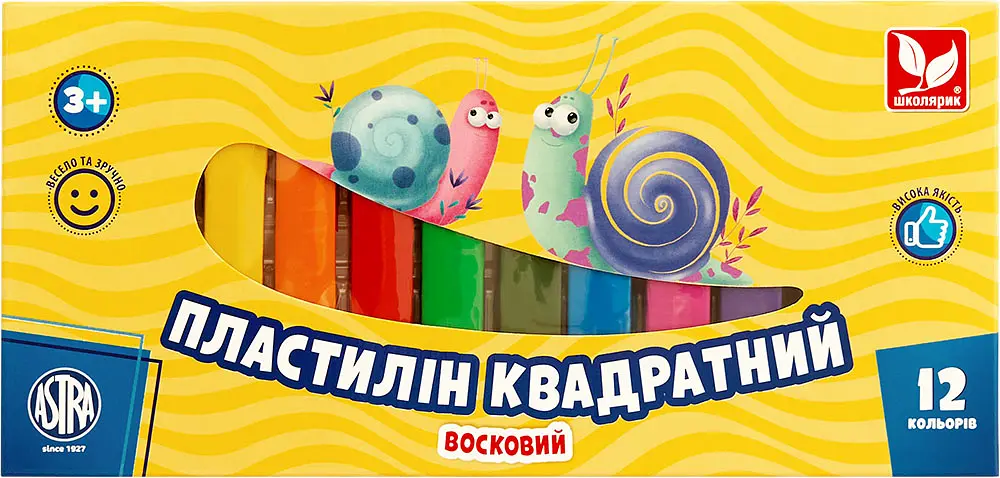 Пластилін 12 кол. 230 г ШКОЛЯРИК восковий (83813908-UA) - фото 2