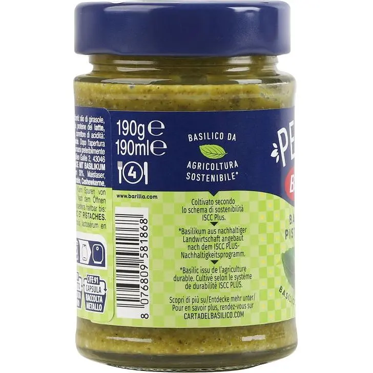 Соус Barilla Pesto Basilico Pistacchio с базиликом и фисташками 190 г - фото 3