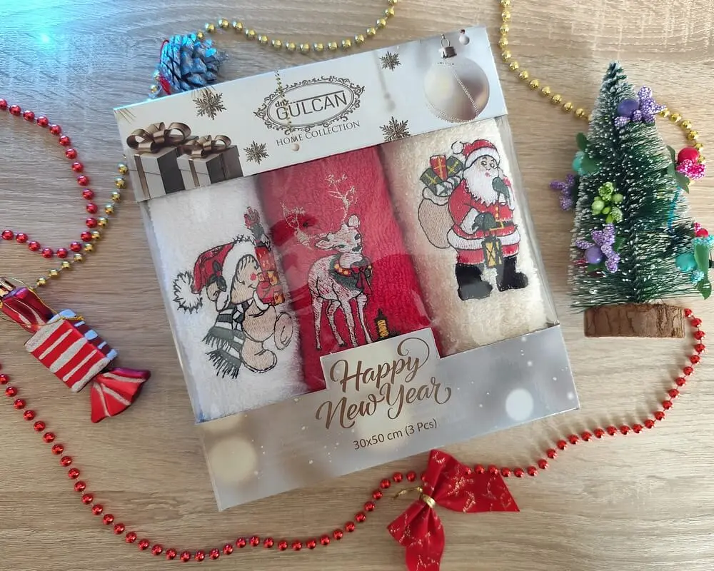Набір новорічних рушників Gulcan 3 штуки 30x50 Merry Christmas - фото 2
