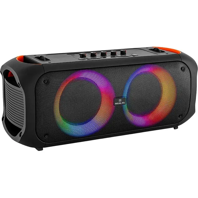 Колонка портативна 2.0 REAL-EL X-795, чорний, 70 Вт (2 x 35 Вт), bloetooth 5.3, TWS, RGB підсвічування, AUX/USB/microSD, пластик,