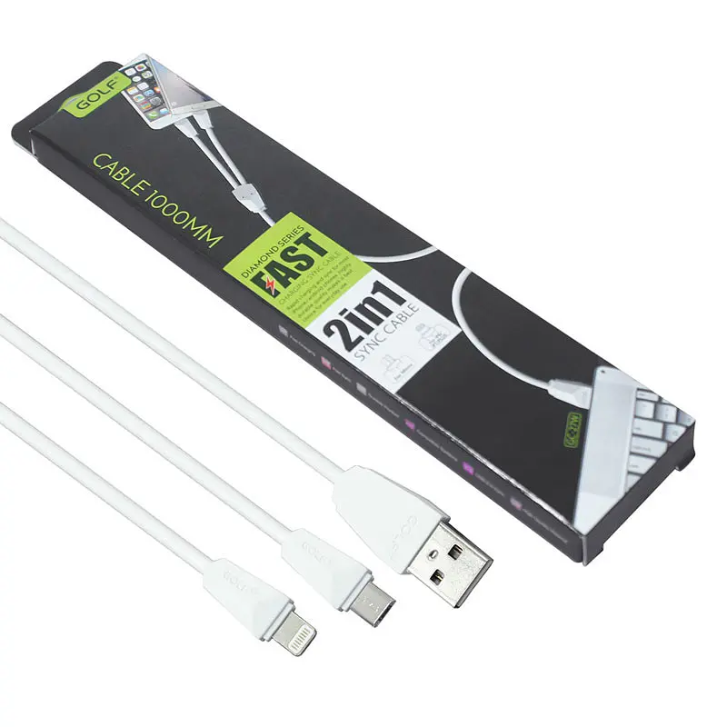 Кабель GOLF GC-27W для iphone и microUSB білий