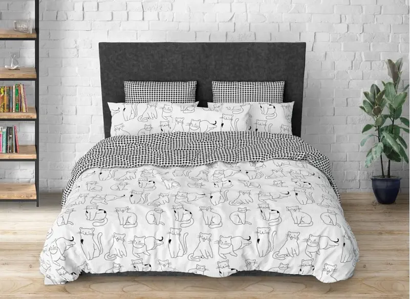Простыня MirSon Бязь 17-0620 Lazy cat 220х150 см (2200008194642) - фото 5