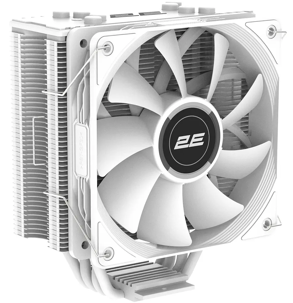 Кулер для процесора 2E Gaming Air Cool ACN120 ARGB, White, алюміній, мідні теплові трубки, 1x120 мм ARGB, для Intel 1700/1366/1200/115x, AMD AM5/AM4, до 180 Вт (2E-ACN120W-AR - фото 2