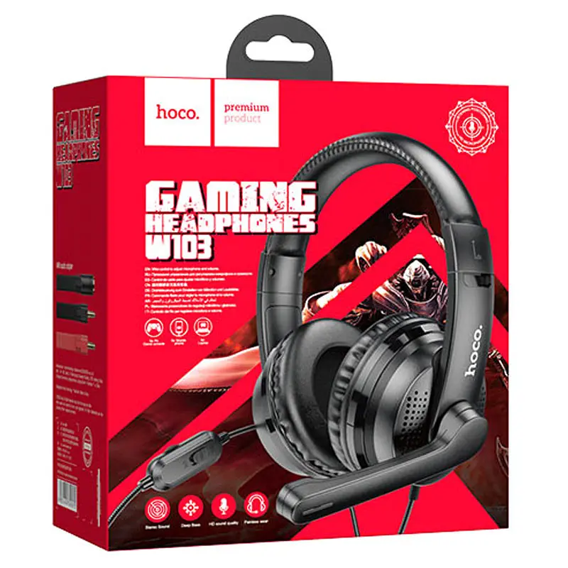 Накладні навушники Hoco W103 Magic Tour Gaming (3.5mm/1.2m) Чорний - фото 6