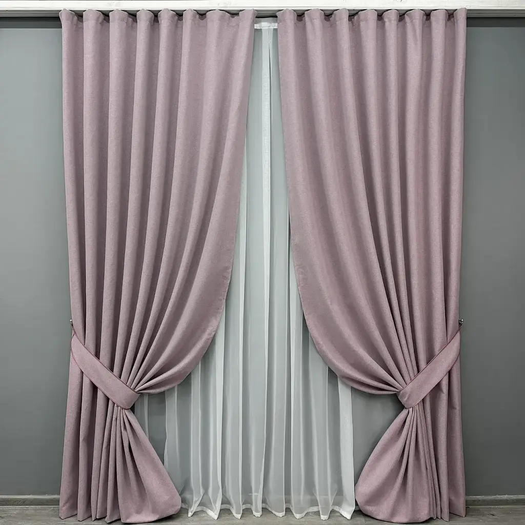 Комплект штор VR-Textil Ashen Night блекаут 2 шт 150x290 см пудровий (1843ш) - фото 2