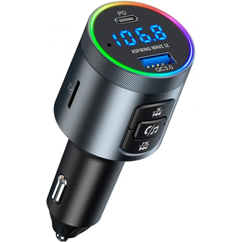 Автомобільний FM-трансміттер Aspiring Wave 12 48W PD LED/Bluetooth/microSD/QC3.0,USB-C 30W - фото 4