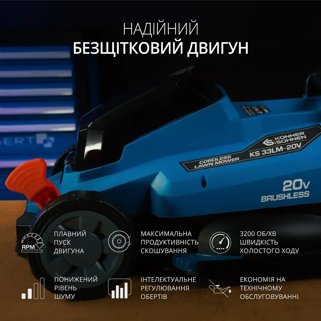 Газонокосилка аккумуляторная Könner&Söhnen KS 33LM-20V set (KS 33LM-20V set) - фото 7