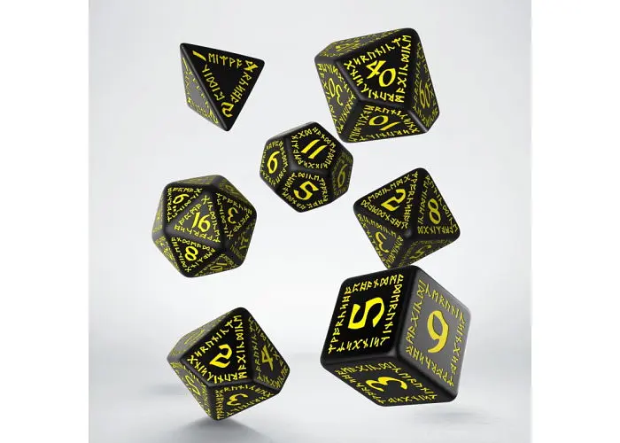 Набор кубиков Runic Black & yellow Dice Set , 7 шт. (SRUN07) - фото 2
