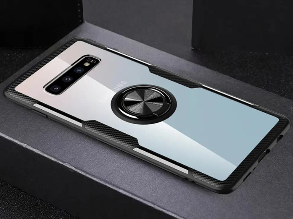 Чехол бампер Primolux Ring Magnetic Stand для смартфона Samsung Galaxy S10 Plus (SMG975) Black - фото 4
