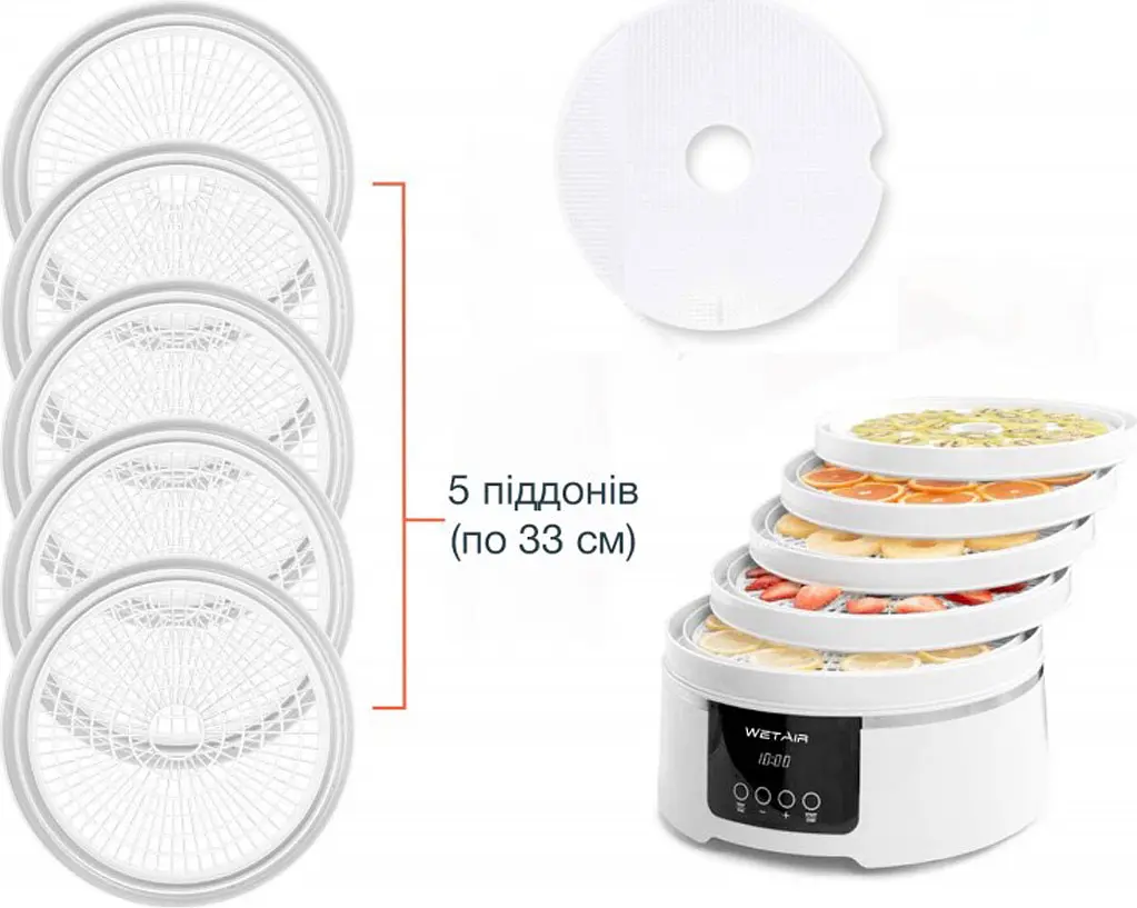Сушилка для овощей и фруктов WetAir WFD-K500WR [90908] - фото 4