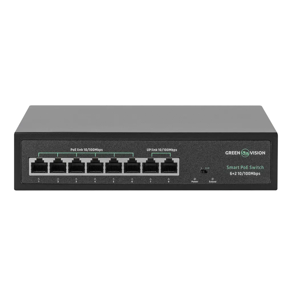 Комутатор мережевий POE GreenVision GV-015-D-06 2P