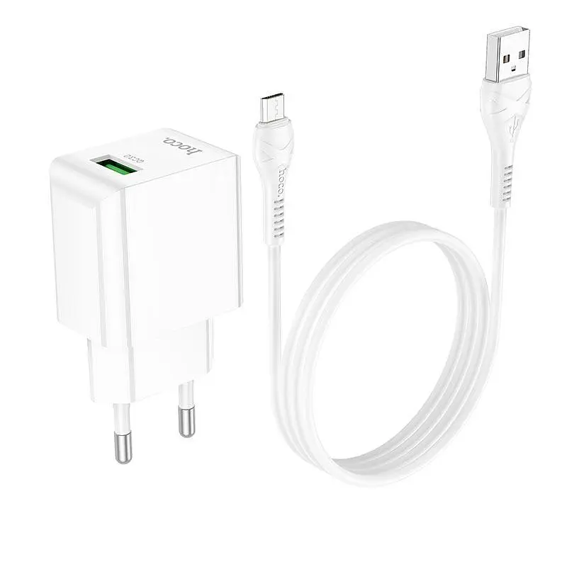 Комплект зарядного блока и кабеля Hoco Proton C98A Micro USB Cable 1USB 18W белый - фото 4