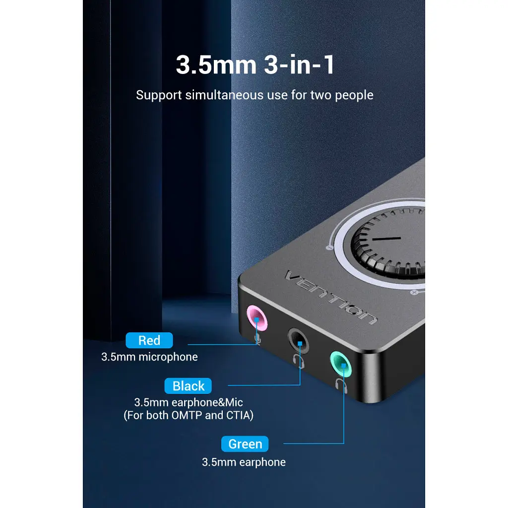 Звуковая плата Vention Audio USB 3х3,5mm jack 0.15m Volume Control (CDRBB) - фото 5