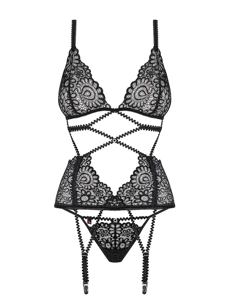 Комплект белья- корсет и стринги Obsessive Mixty L/XL черный - фото 5