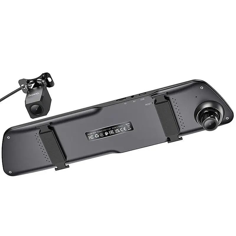 Автомобільний відеореєстратор дзеркало Hoco DV4 4.5-inch display with rear camera (1080P+720P) Iron gray - фото 3