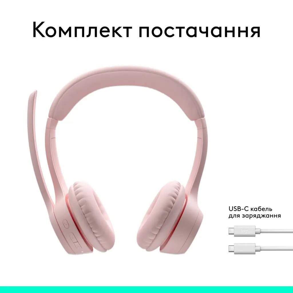 Навушники Logitech Zone 300 Bluetooth Rose (981-001412) - фото 10