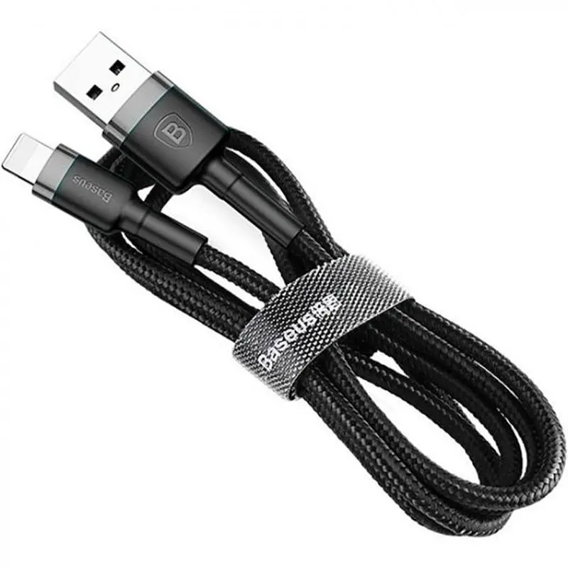 Кабель Baseus Cafule Cable USB to lighting 2.4A 1m CALKLF-BG1 Black-Grey - фото 3