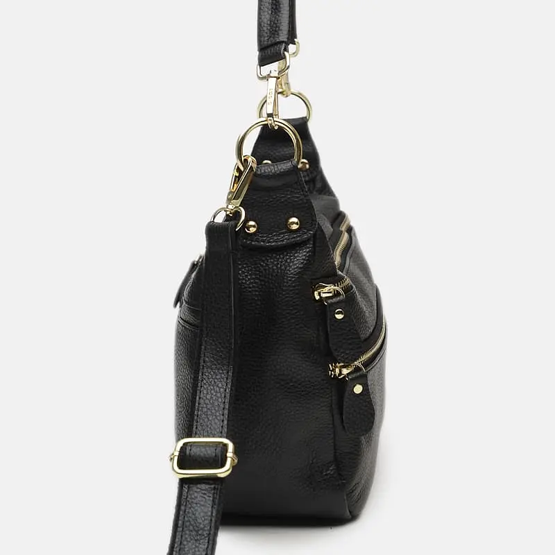 Жіноча шкіряна сумка Borsa Leather K1213-black - фото 4