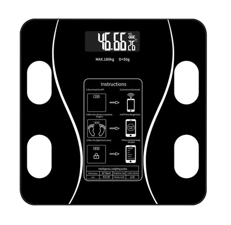 Ваги на підлогу розумні RIAS A-8003 Bluetooth до 180 кг Black (3_01548)