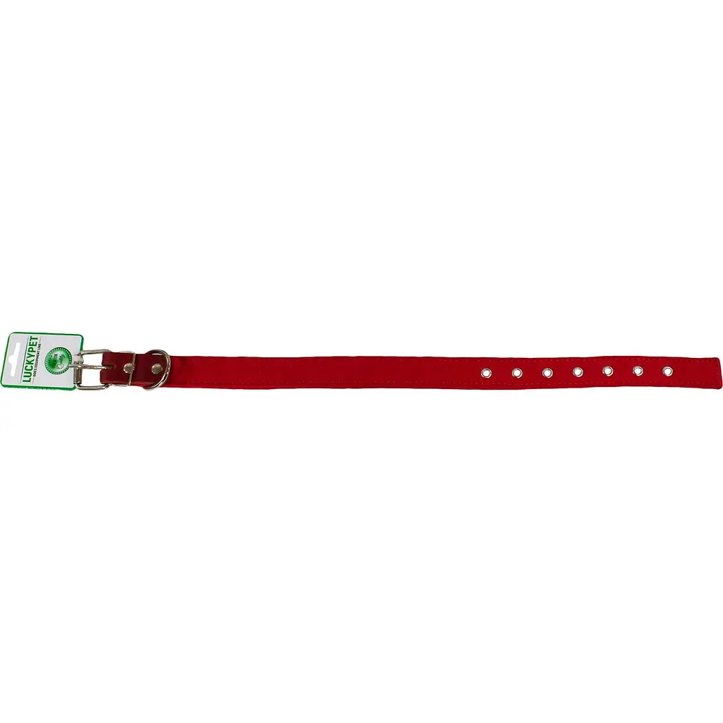 Ошейник брезентовый двойной Lucky Pet, с кожей, 31-40х2,5 см, красный - фото 2