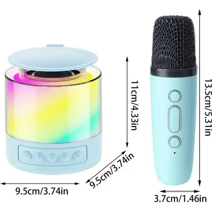 Портативна колонка K19 Bluetooth з LED-підсвіткою і 2 мікрофонами, караоке Синя - фото 3
