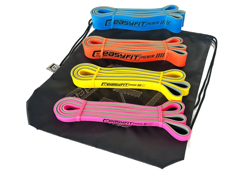 Набір двошарових гумок для підтягування EasyFit Premium 7-63 кг (4 шт) (EF-7634s)