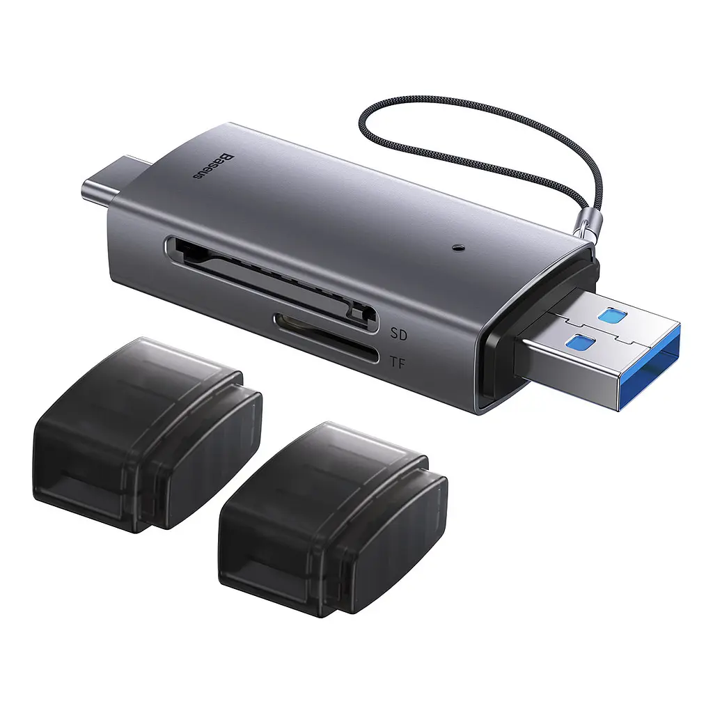 Кардрідер Baseus Airjoy USB-A & USB-C to SD/TF Grey (WKQX060113) [83622] - фото 2