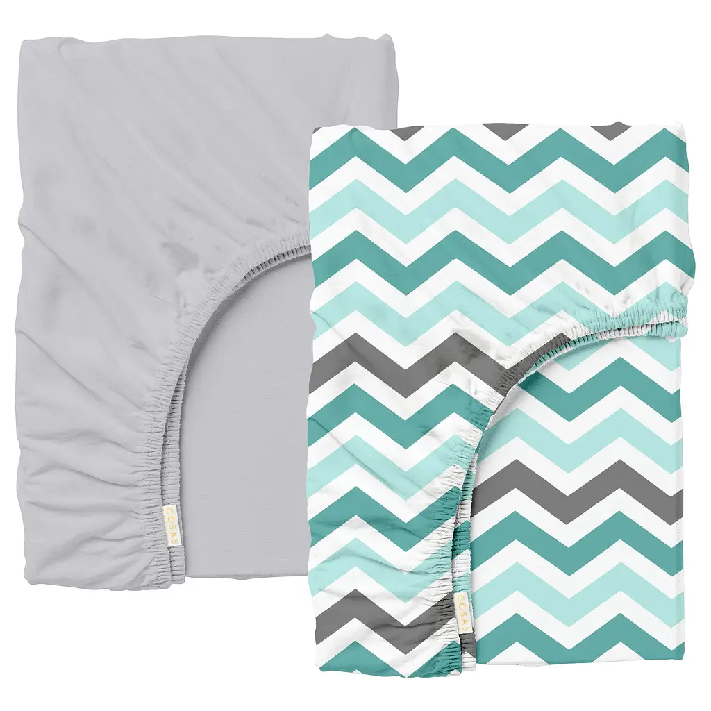 Набір простирадло на резинці 90х200 GREY / MINT ZIGZAG COSAS (4822052058480)