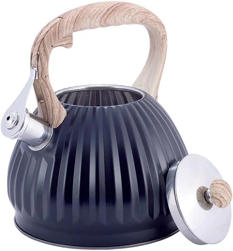 Чайник Whistling Kettle Black із нержавіючої сталі зі свистком Kamille Ø19х24.5 см kuh0006801 - фото 3