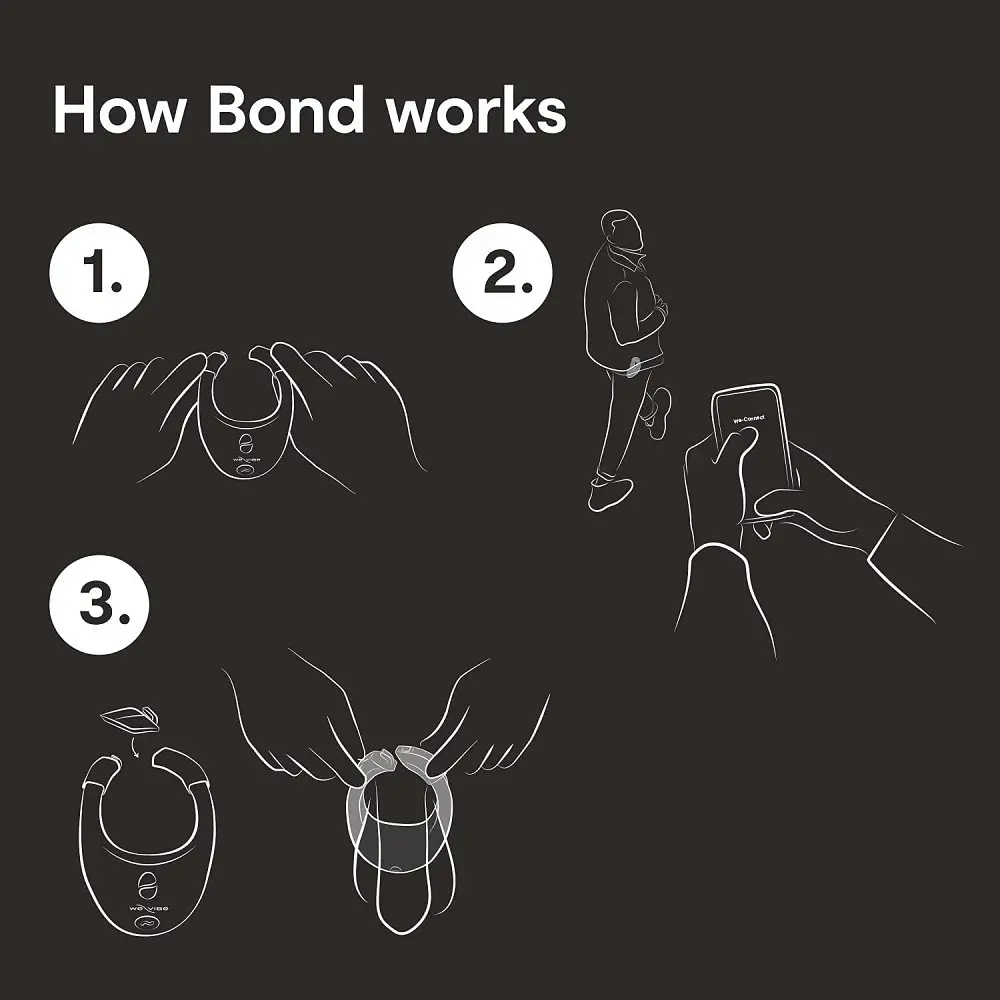 Набір віброкілець We-Vibe Tease Us Bond + Bond + Лубрикант 50 мл (чорний) - фото 27