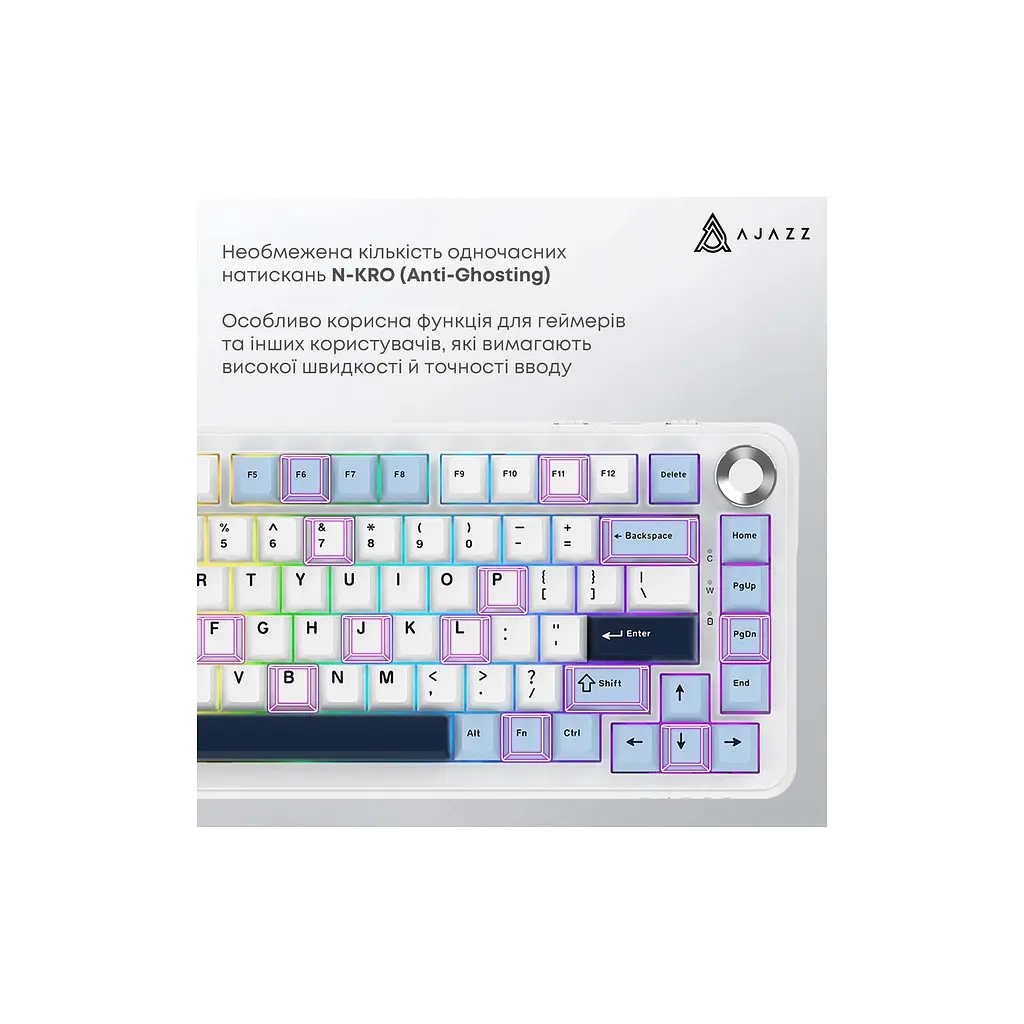 Клавіатура Ajazz AK820 MAX PLUS Daydream Switch RGB Wireless/Bluetooth/USB White (AK820MAX-DD-BWD) - фото 2