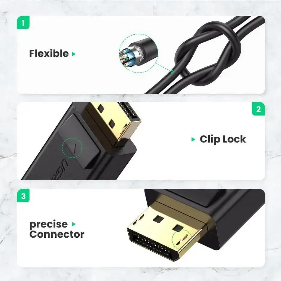 Конвертер Ugreen DisplayPort to HDMI 4K 60Hz 25 см Black (MM137) - фото 5
