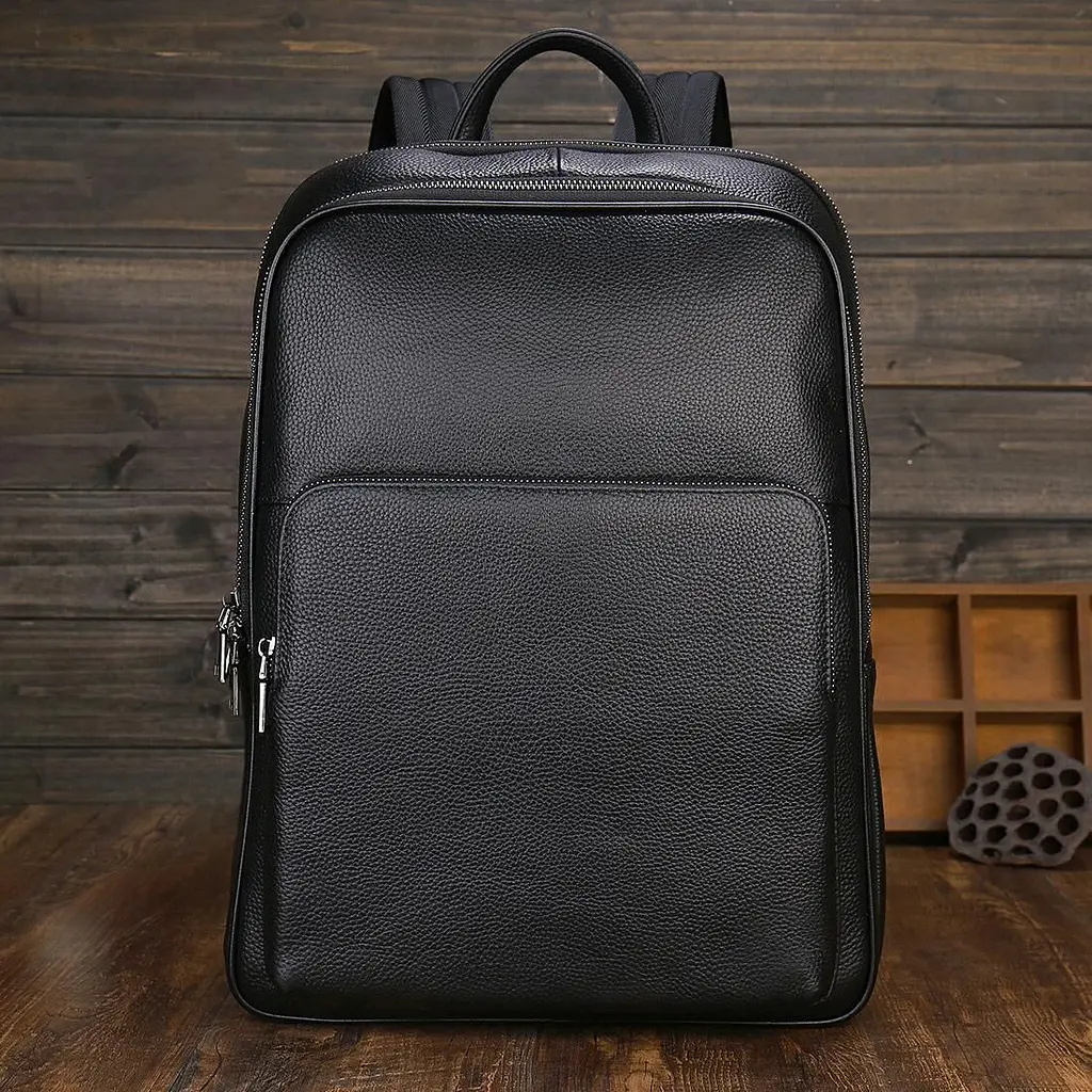 Шкіряний рюкзак для ноутбука на два відділи Vintage 20906_1 чорний - фото 5