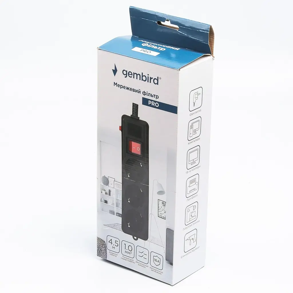 Мережевий фільтр Gembird SPG3-G-15B-PRO, 3 розетки (SPG3-G-15B-PRO) - фото 4