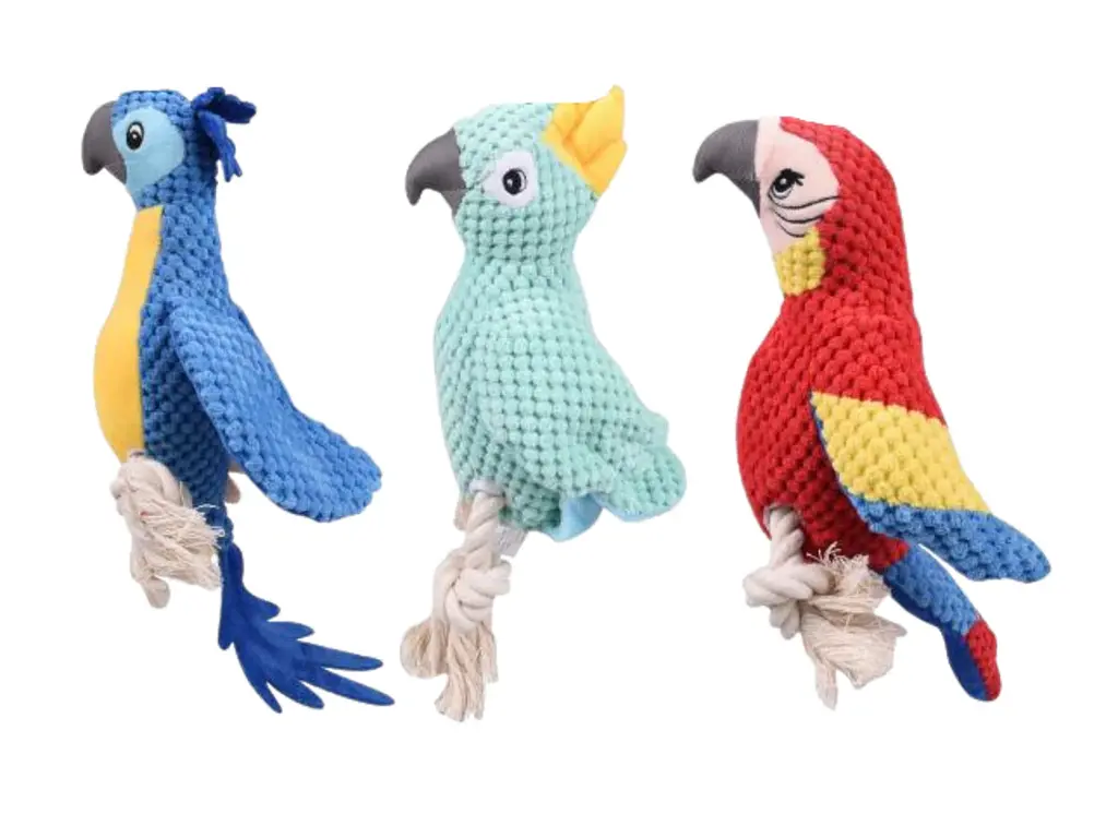 М'яка іграшка для собак Fuzzy - Bird Dog Squeaky Toy з мотузками і пищалкою, бірюзова - фото 2