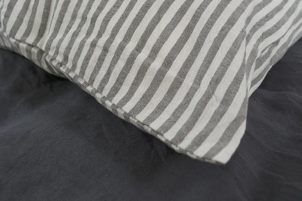 Постельное белье со льна Lotus Home - Karlin stripe linen антрацит евро - фото 4