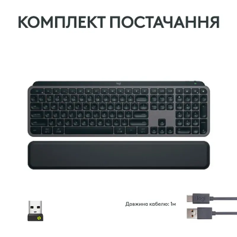 Клавіатура Logitech MX Keys S Plus Palmrest Wireless UA Graphite (920-011589) - фото 9