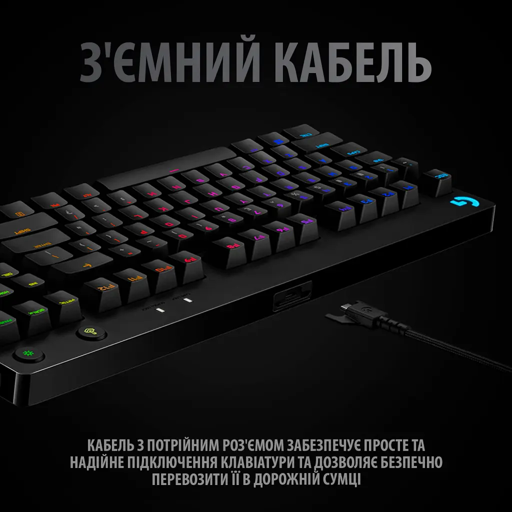 Клавіатура Logitech G PRO Mechanical Gaming USB UA Black (920-009392) - фото 6